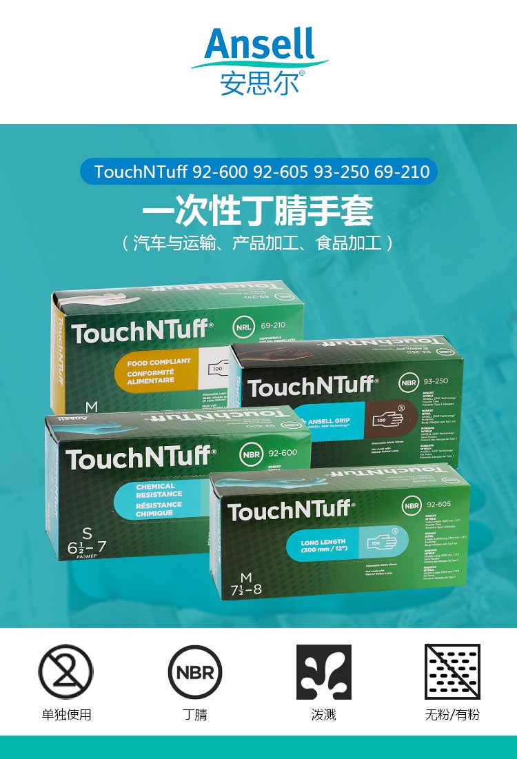 Ansell安思爾92-500TouchNTuff丁腈手套圖1