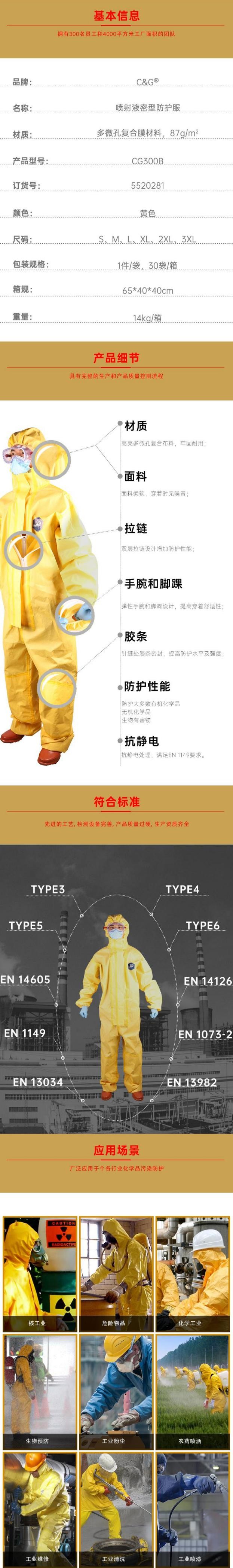 誠格CG300B噴射液密型防化服圖2