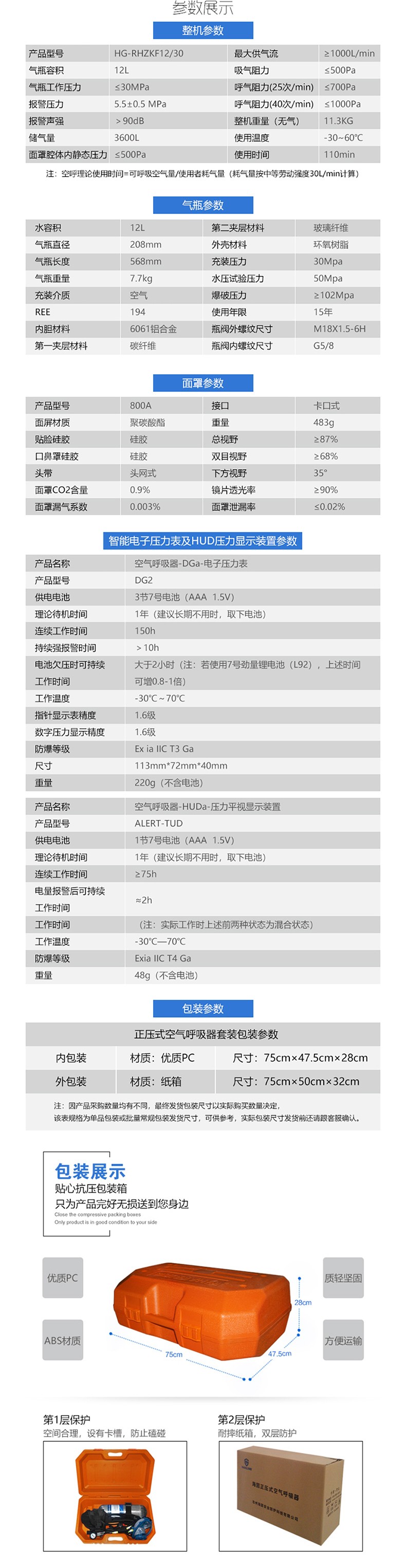 海固RHZKF12/30 正壓式空氣呼吸器(配備智能壓力表及壓力平視裝置）圖片5