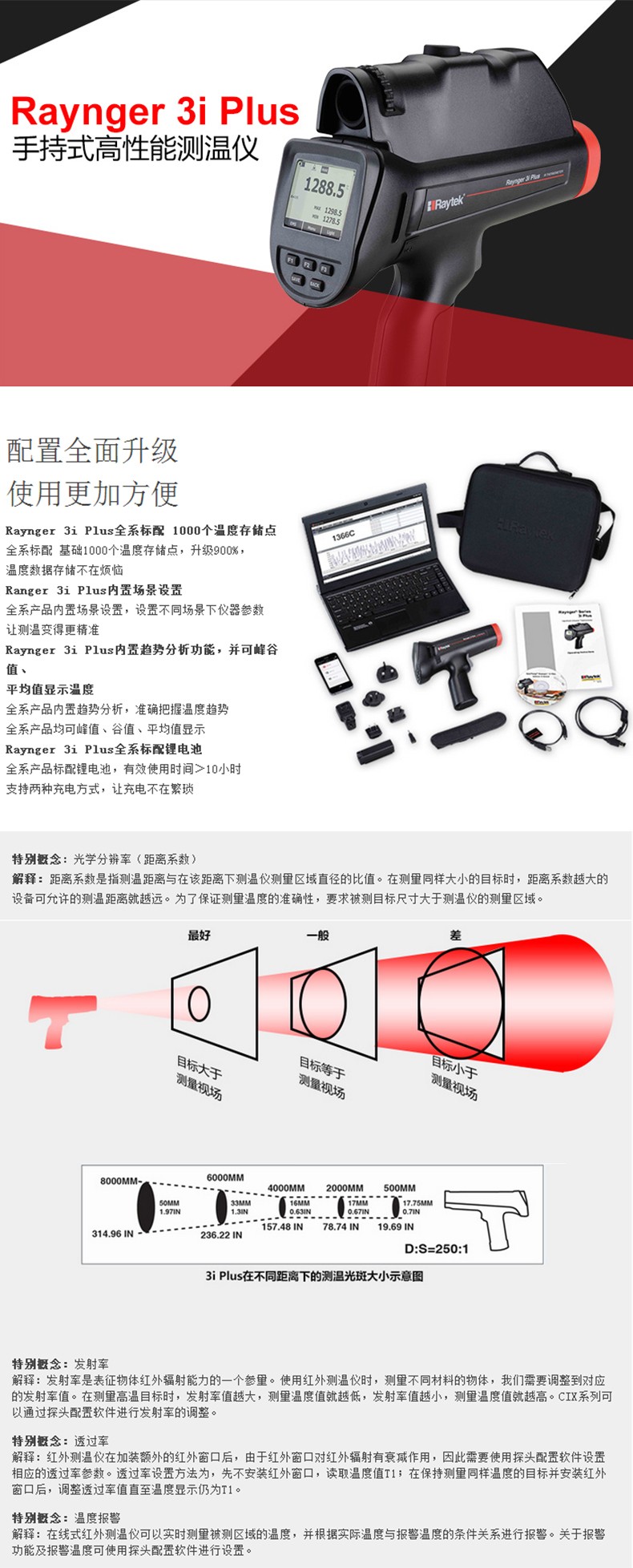 雷泰RAY3I2ML3+手持紅外測溫儀圖片