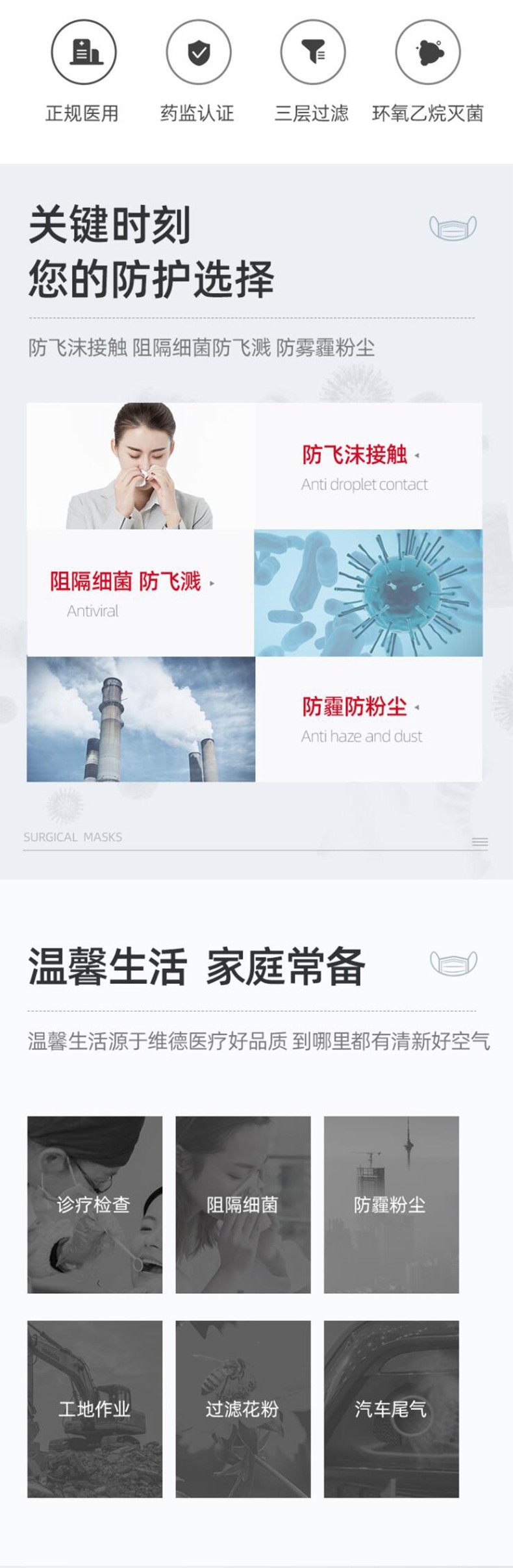 維德醫(yī)療滅菌藍色醫(yī)用外科口罩圖片1