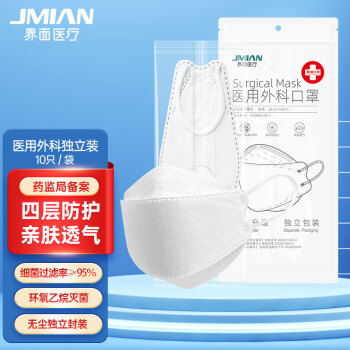 界面醫(yī)療柳葉形魚嘴白色醫(yī)用外科口罩圖片1