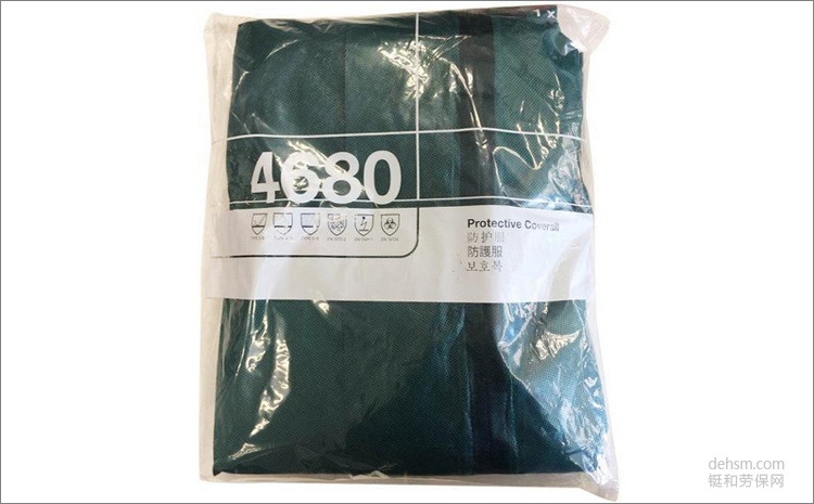 3M4680綠色帶帽連體防護服包裝圖